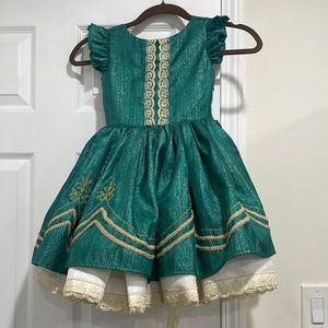 Dollcake Vintage gleam in the light emerald green gold dress gown size 6